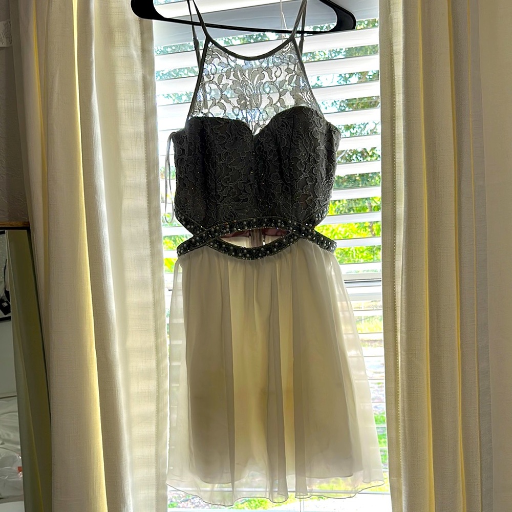 Speechless Silver and White Dress